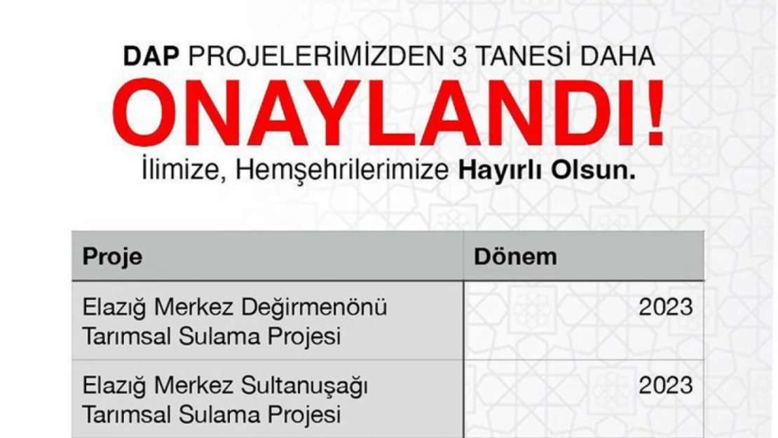 3 Proje Daha Onaylandı!