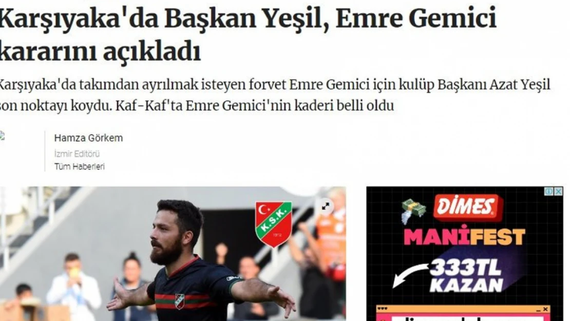 Elazığspor'a Karşıyaka'dan Golcü