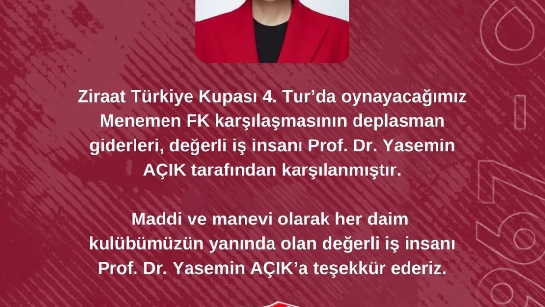 Menemen Deplasman Giderleri Yasemin Açık'tan