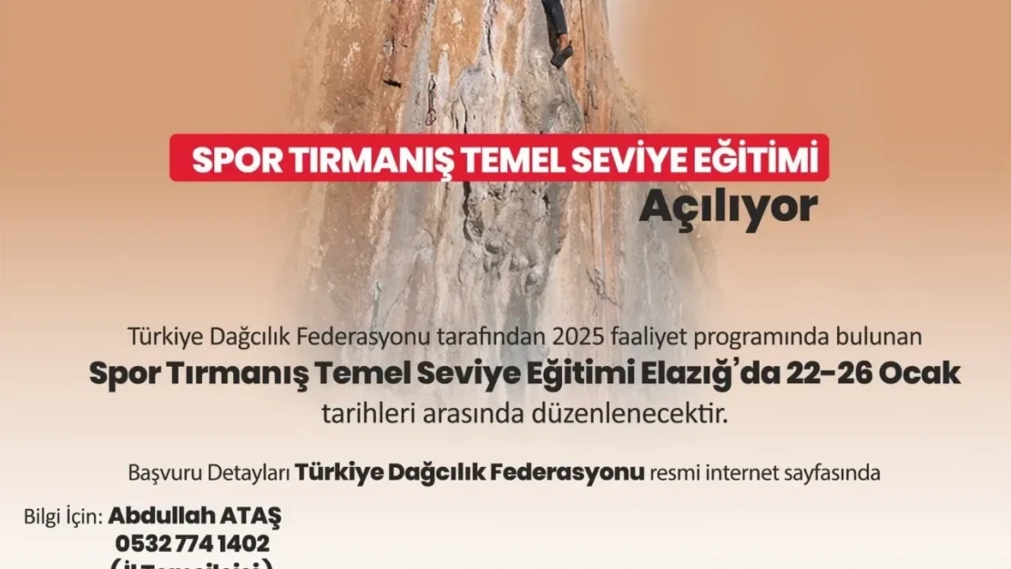 Spor Tırmanış Temel Seviye Eğitimi Elazığ'da