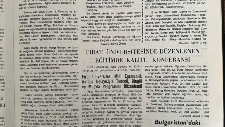Fırat Üniversitesinde 50. yıl hatıra ormanı oluşturuldu