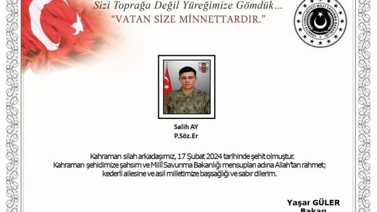 Sözleşmeli Er Şehit Oldu